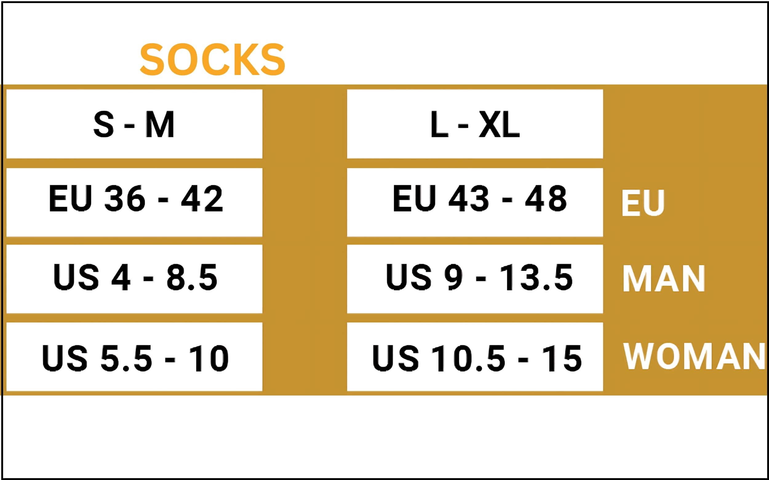 Sizes socks