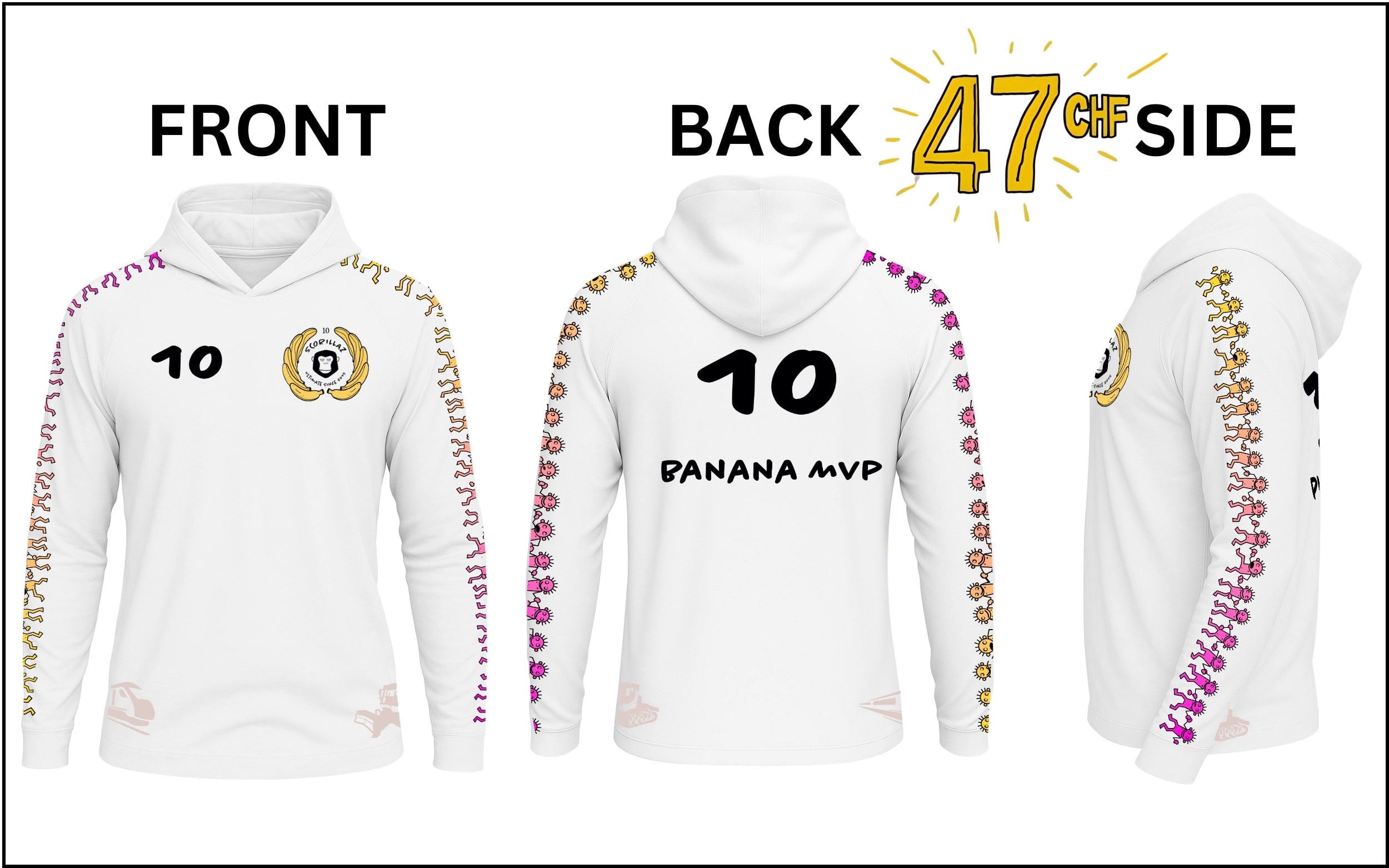 White jubilee 9up light hoodie