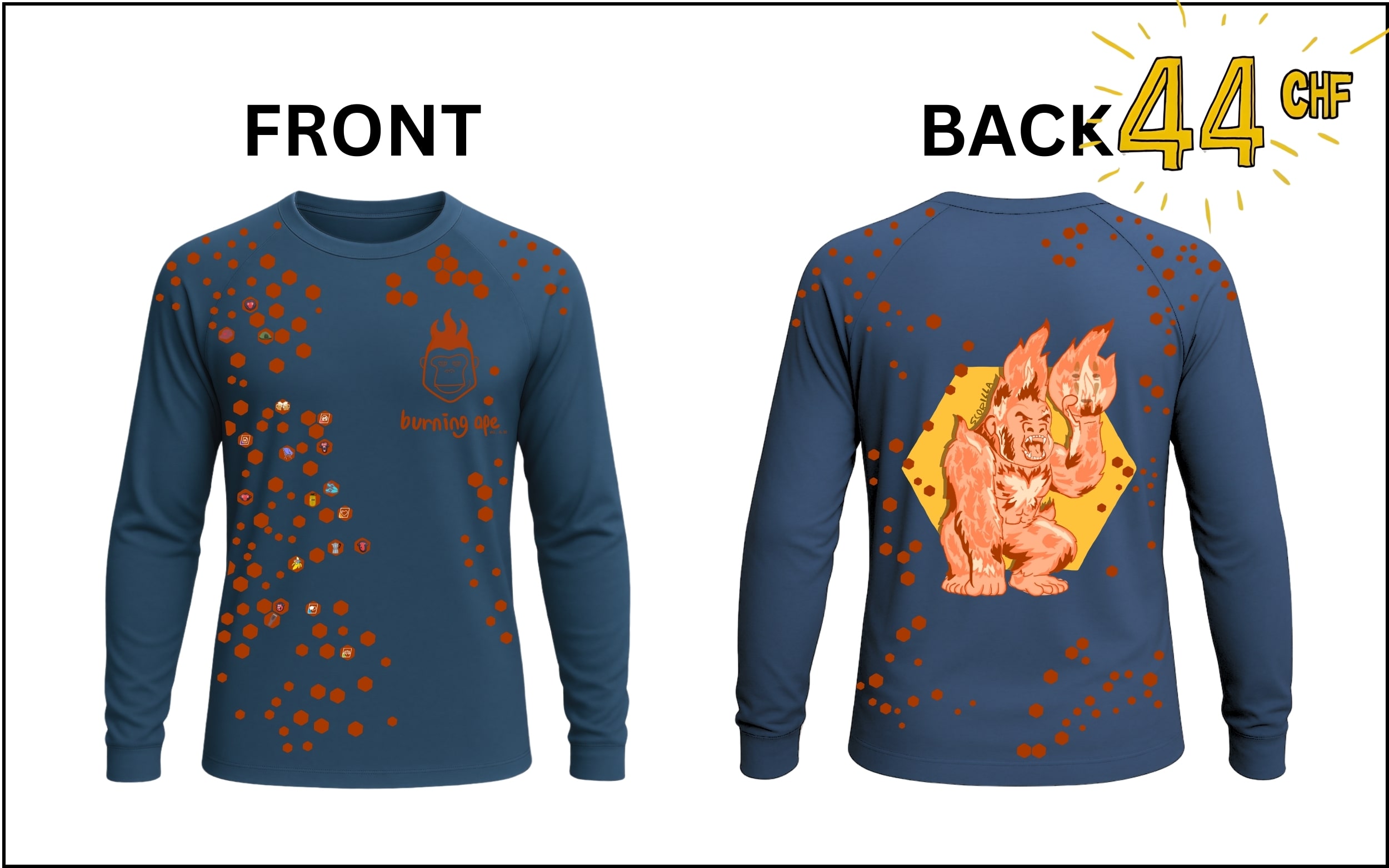 Blue burning ape 9up longsleeve